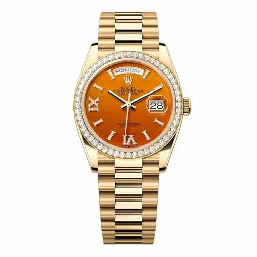 Rolex Day-Date 36 Yellow Gold - Diamond / Carnelian / President 128348RBR-0049 (M128348RBR-0049)